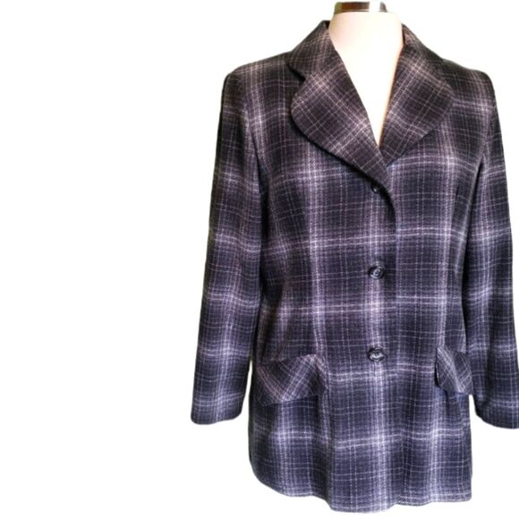 Vintage JR Bentley Plaid Blazer Jacket - Picture 1 of 9